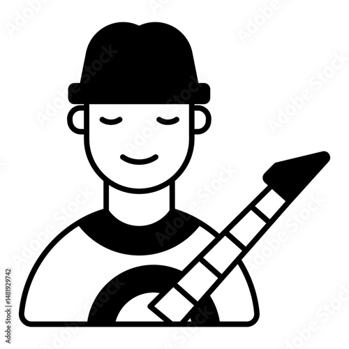 man playing banjo black icon