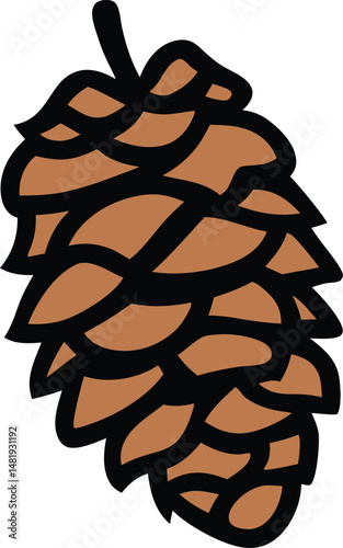 Brown Pine Cone Isolated on White Background