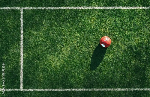soccer ball on the green grass, football, field, grass, soccer, sport, green, line, stadium, corner, turf, game, lawn, pitch, ball, white, artificial, play, yard, ground, sports, goal, competition, ou