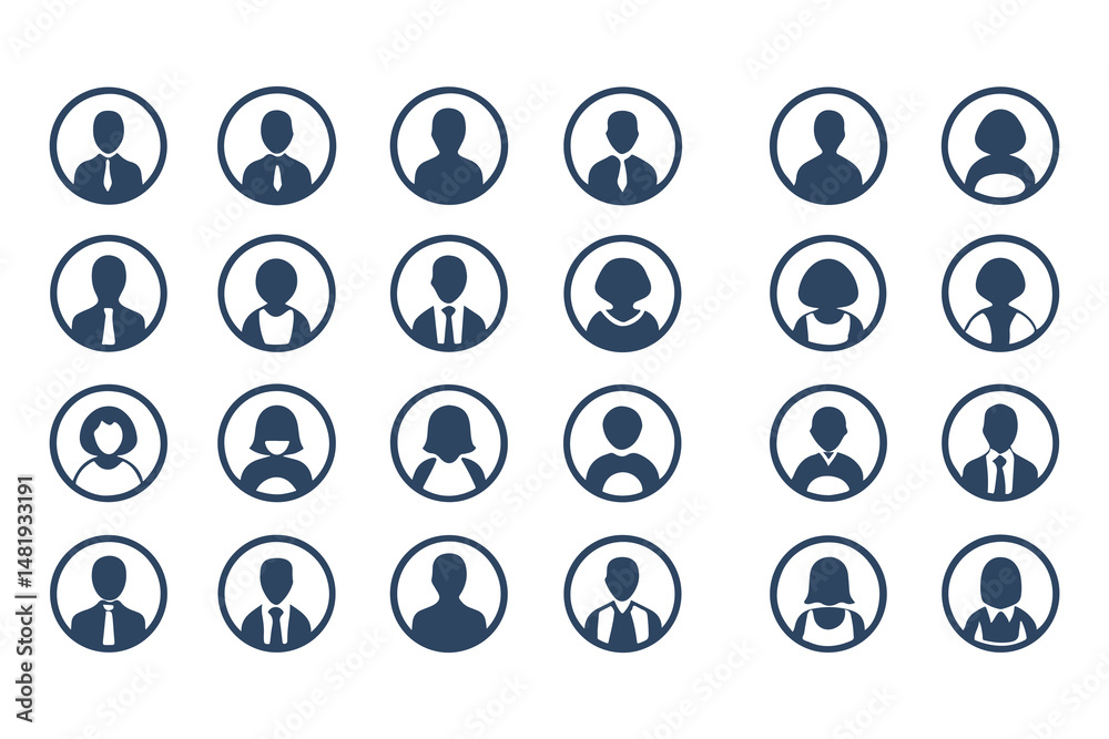 Minimalistic User Profile Avatar Icons Set. Flat Design Profile Silhouettes Featuring Male and Female Figures vector illustration. Minimalistic User Profile Avatar Icons Set. Flat Design Profile Silhouettes Featuring Male and Female Figures vector illustration.