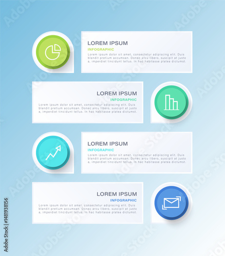 Modern vertical infographic template. Business and marketing infographic with icons and four steps or processes