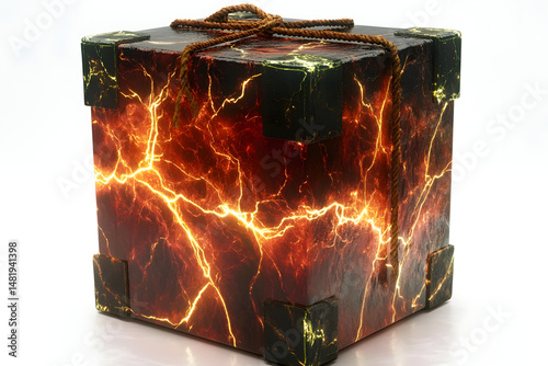 Fiery energy cube abstract