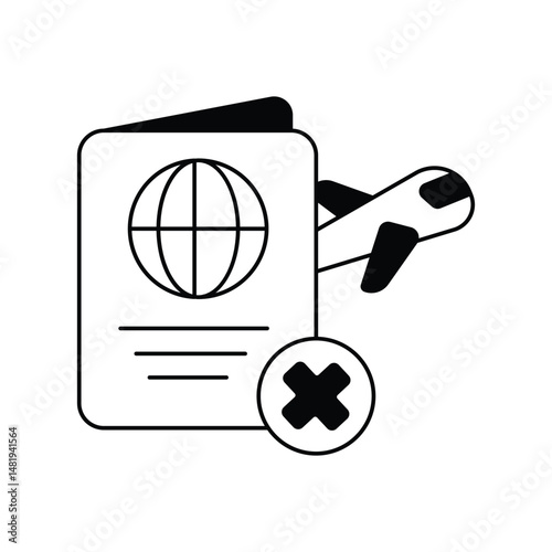 ticket cancel glyph icon with white background vector stock illustration