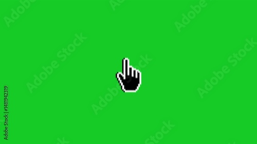 Mouse click green screen, Animated symbol of arrow cursor. Mouse click symbol with spark. cursor  click and pointer.