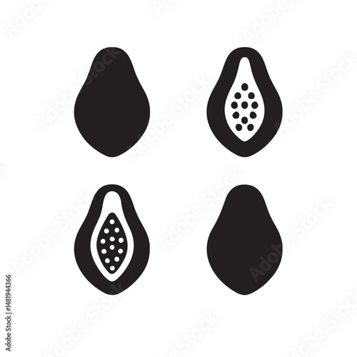 Bold papaya icons silhouette bundle