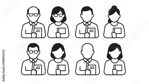 Teachers avatar icons silhouette set