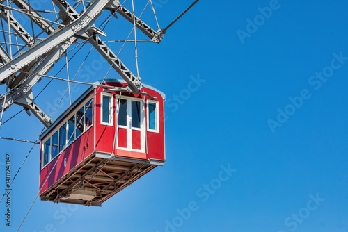 Red Gondola on Iconic Ferris Wheel in Vienna, Austria
