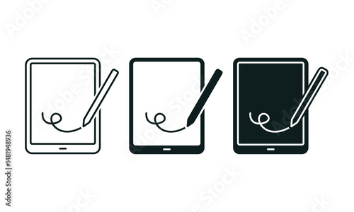 Tablet with pen, digital drawing icon. Vector illustration