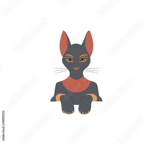 Bastet goddess peeking, Egyptian