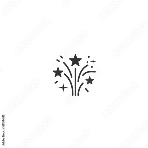 Silhouette Patriotic Fireworks Icon – 4th of July Celebration