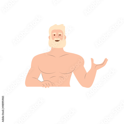 Nut god peeking, Muscular Senior