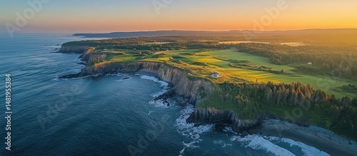 Ocean Cliff Landscape at Sunset