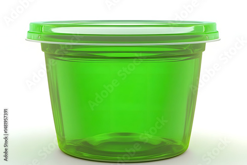 Green jelly dessert in plastic cup