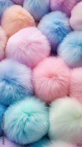 Soft Pastel-Colored Wallpaper Pattern of Fluffy Fur Balls for Phone Background