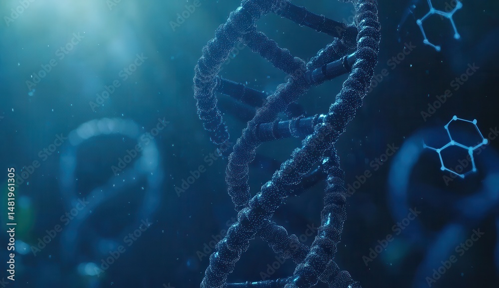 Detailed 3D rendering of a DNA double helix Detailed 3D rendering of a DNA double helix
