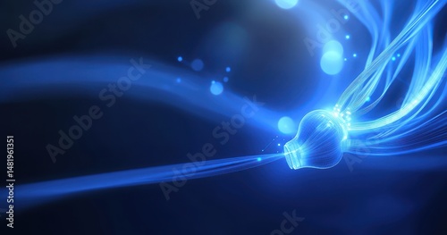 Glowing lightbulb with energy streams