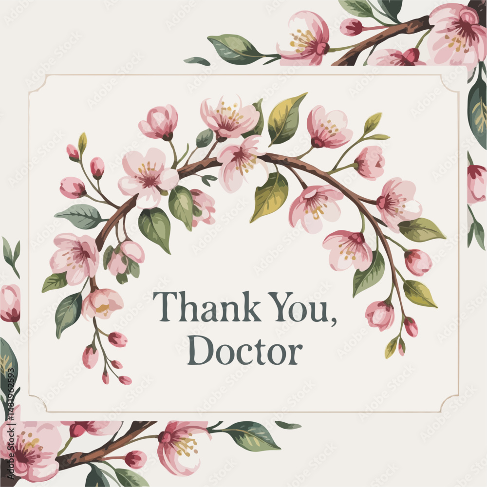 Fototapeta premium Elegant Watercolor Cherry Blossom 