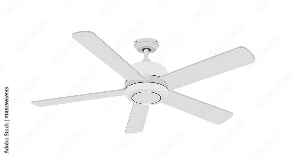 White Ceiling Fan with Five Blades for Home Ventilation White Ceiling Fan with Five Blades for Home Ventilation