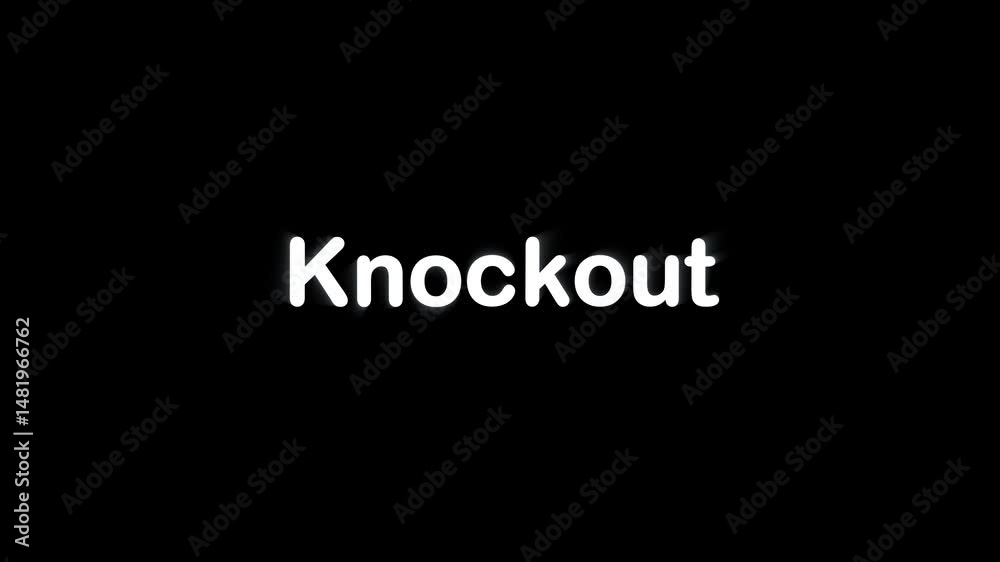 Knockout 3D Animated 4K Action Text Video on Black Background for Sports, Boxing, and Victory-Themed Content