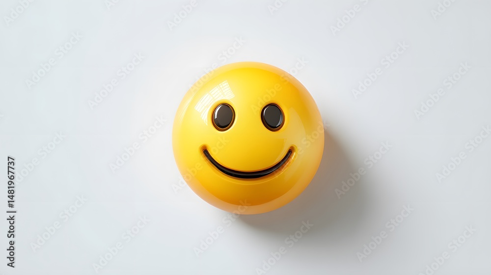 Fototapeta premium Vibrant 3D Smiling Face Emoji with Bright Colors for Digital Happiness and Social Media