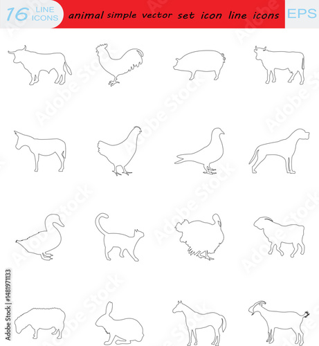  Farm animals vector icon set Vector