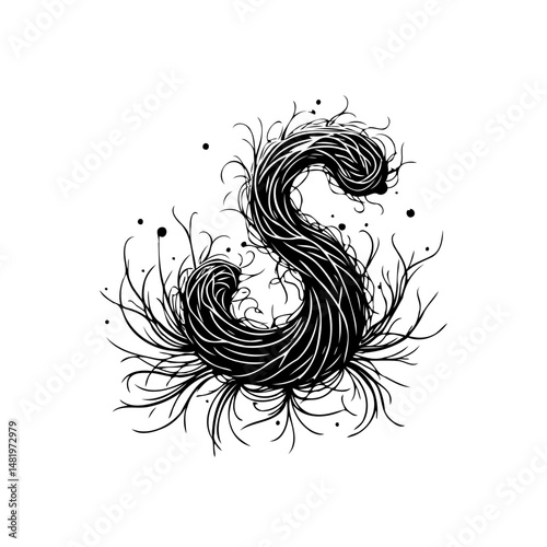 Intricate swirling tendrils intertwine into a captivating artistic creation