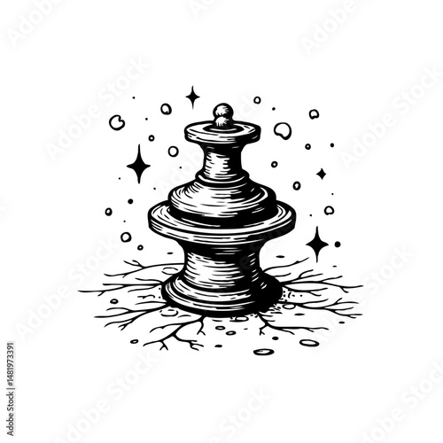 Mystical object of the dark arts emanating a surreal aura of radiant magic