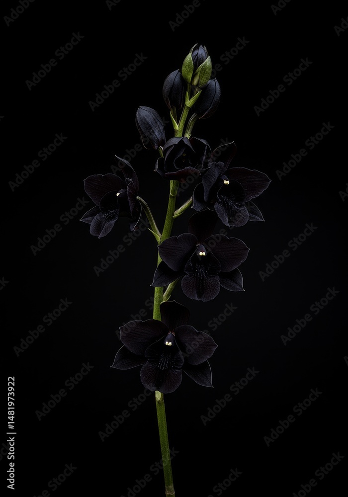 Obraz premium Black Orchid on Black Background Photo