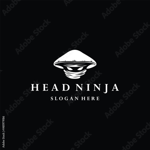 Head ninja logo style icon design template vector illustration
