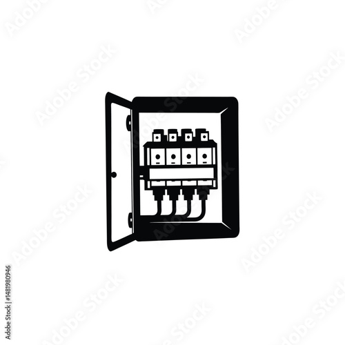 Electrical panel silhouette on white background
