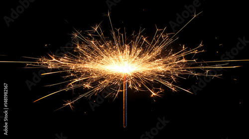 Sparkler ignited on a dark background for festive celebrations and holiday events creating a bright and glittering display