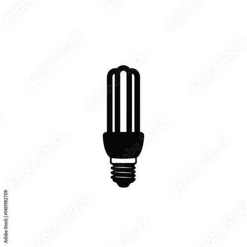 Energy saving lamp silhouette on white background