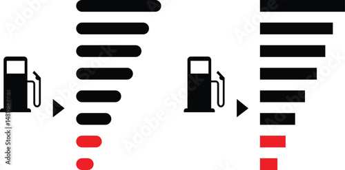 Gas and fuel gauge meter full and empty icon set. a gas pump and fuel gauge meter full and empty.  Fuel gauge icon set. vector illustration

