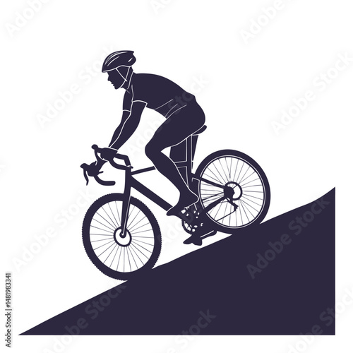 Cyclist Silhouette Riding Bicycle Streamlined Shape