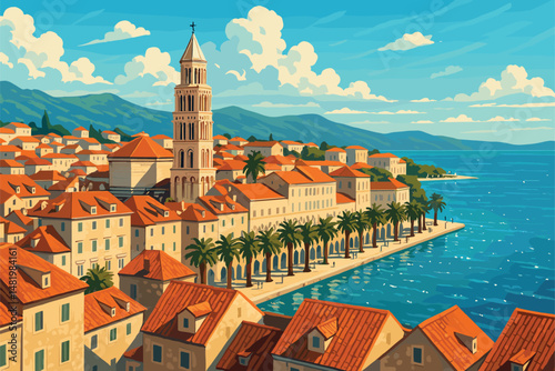 Split View with Diocletian’s Palace and Coastal Landscape