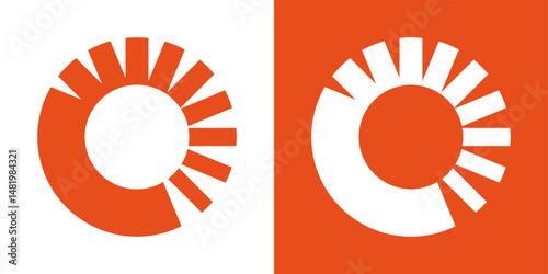 Progress circle logo with growing segmented lines. Abstract loading ring for tech and digital design.