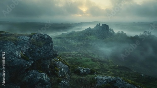 misty mornings over dartmoor england landscape