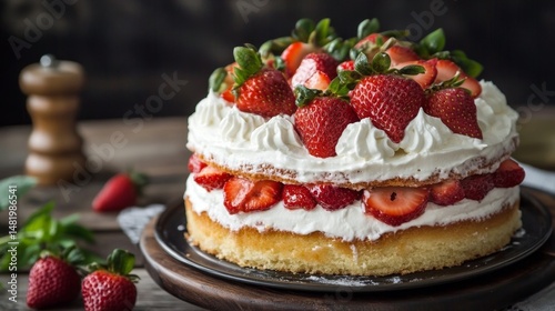 Wallpaper Mural Moist Tres Leches Cake with Fresh Strawberries and Whipped Cream Torontodigital.ca