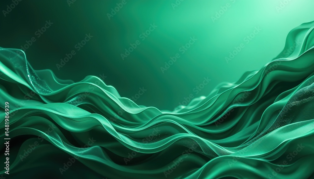 Obraz premium Emerald Green Fabric Waves with Subtle Texture