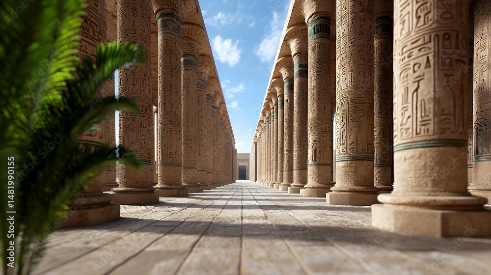 Fototapeta premium Ancient Columns Aligned Perspective View