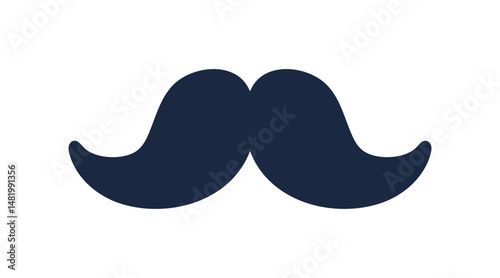 Moustache silhouette in vintage style. Old retro face hair with curly curved tips, curls. Mustache, male whiskers, masquerade prop, purim party. Flat vector illustration isolated on white background