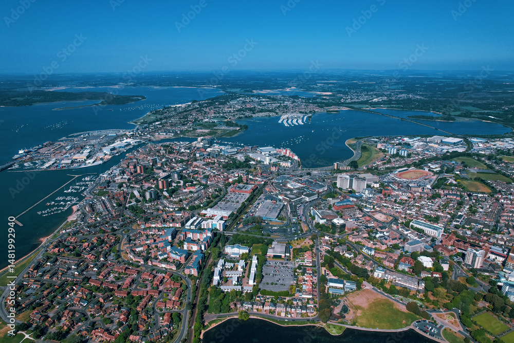 Fototapeta premium Aerial View of Poole and Poole Park