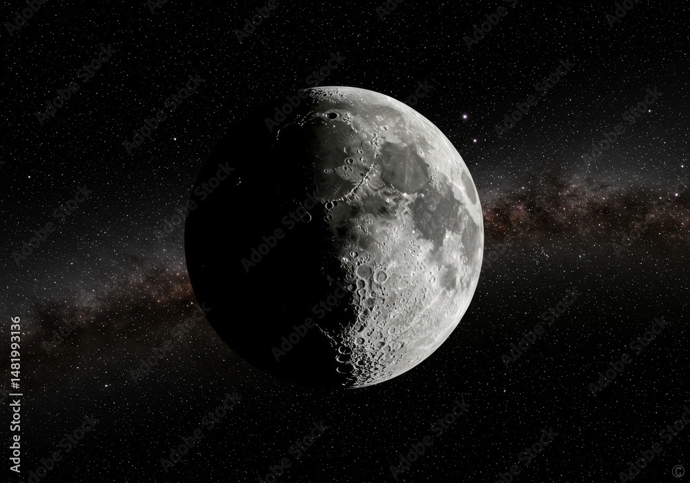 Fototapeta premium Crescent Moon And Milky Way Galaxy In Space