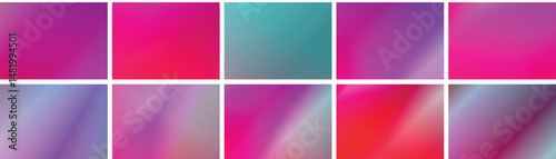 Set Of Ten Abstract Gradient Backgrounds, Vivid Magenta And Teal Accents, For Dynamic Digital Design And Web