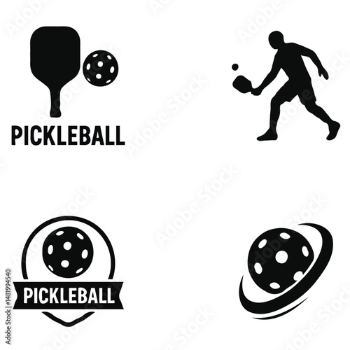 Pickleball logo silhouettes vector