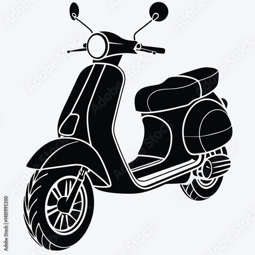 Vintage scooter  Silhouette Vector Art – Classic Moped Clipart Design
