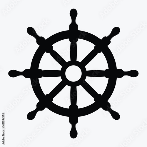 Ship Wheel Icon – Nautical Helm Steering Symbol PNG Vector