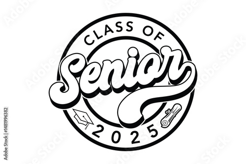 Class of 2025 vector, Graduation T-Shirt Design, Class of 2025 vector illustration, vector black silhouette graphic	