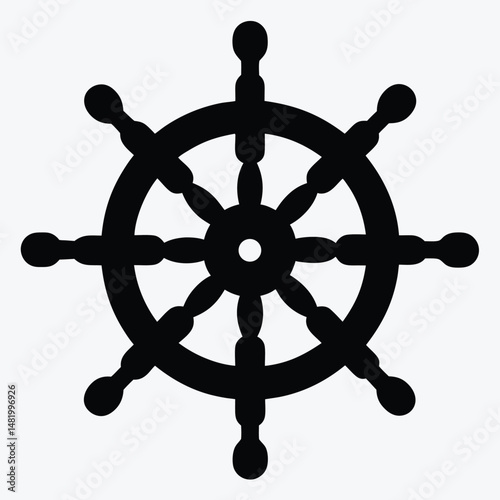 Ship Wheel Icon – Nautical Helm Steering Symbol PNG Vector