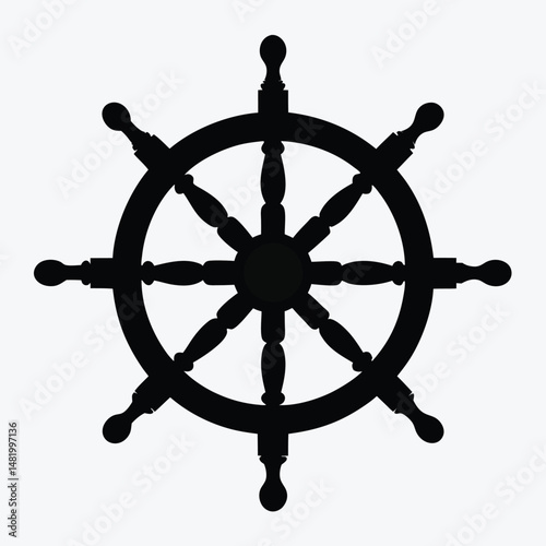 Ship Wheel Icon – Nautical Helm Steering Symbol PNG Vector